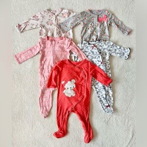 Baby girls’ long sleeve footies pajamas, size 9 months
